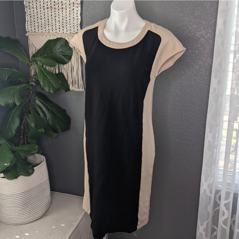 MaxMara Two-Tone Black and Cream Midi Dress